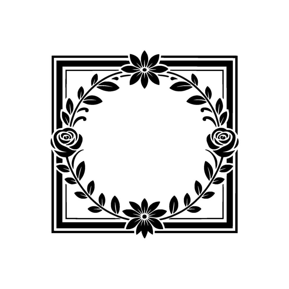 Elegant Floral Frame, Vintage Style, Decorative Border - Botanical vector