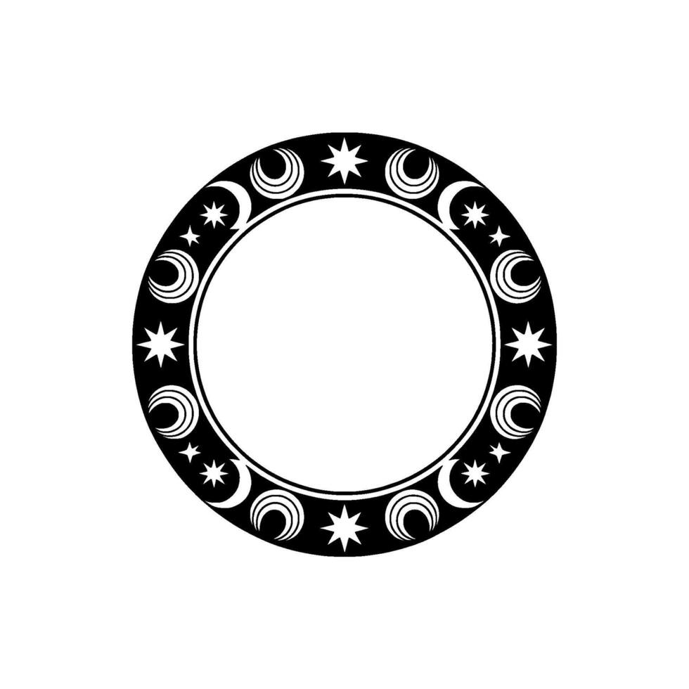 Celestial Circle Lunar Star Motif, Minimalist, Moon vector