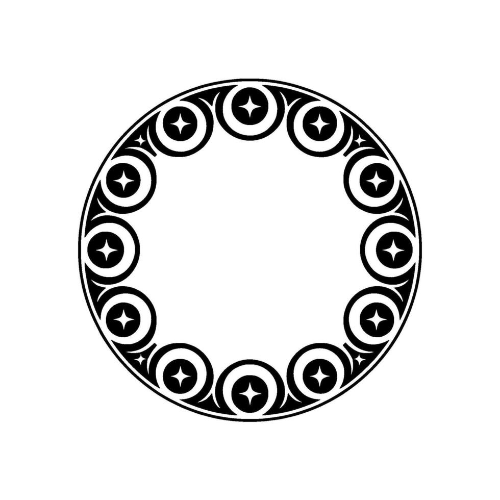 Geometric Tribal Circle, Intricate Black vector