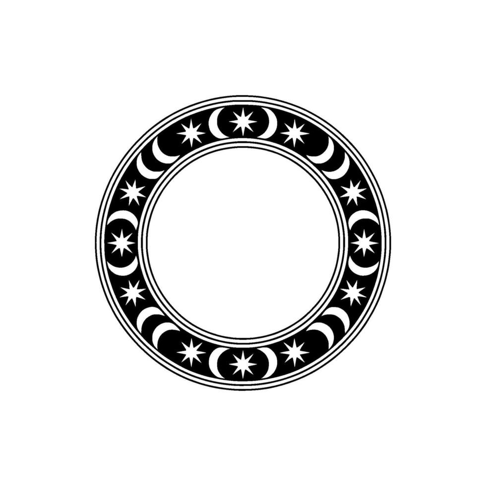 Celestial Circle Lunar Phases Starry Embellishment, Emblem vector