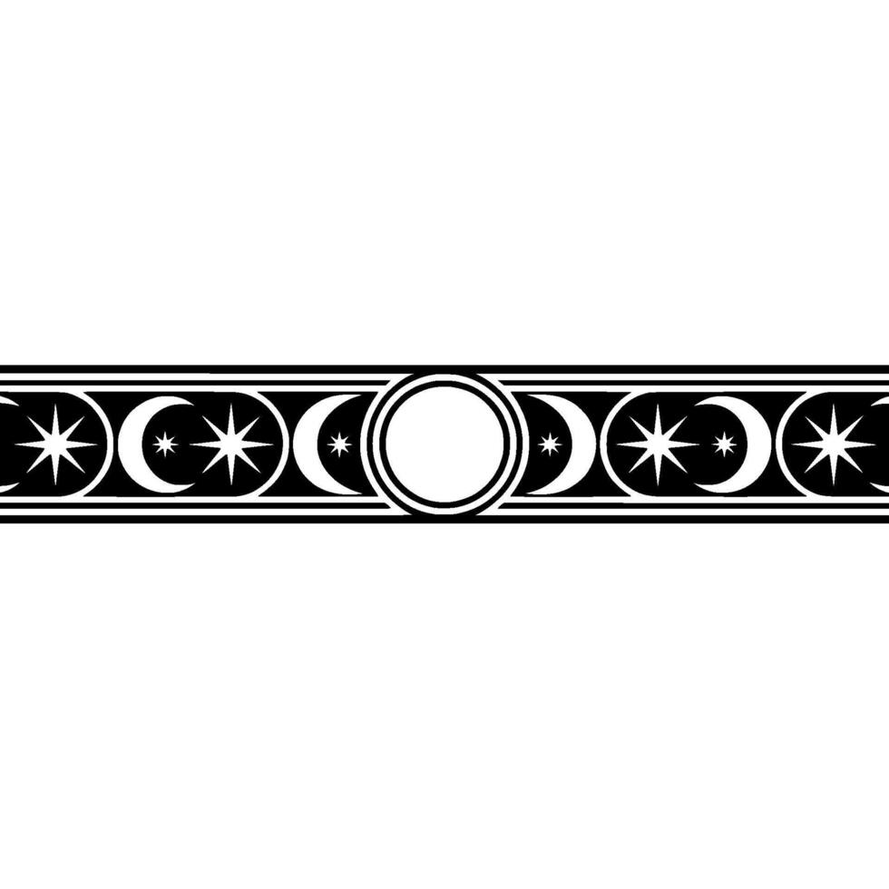 Celestial Border Vintage Moon Star Motif vector