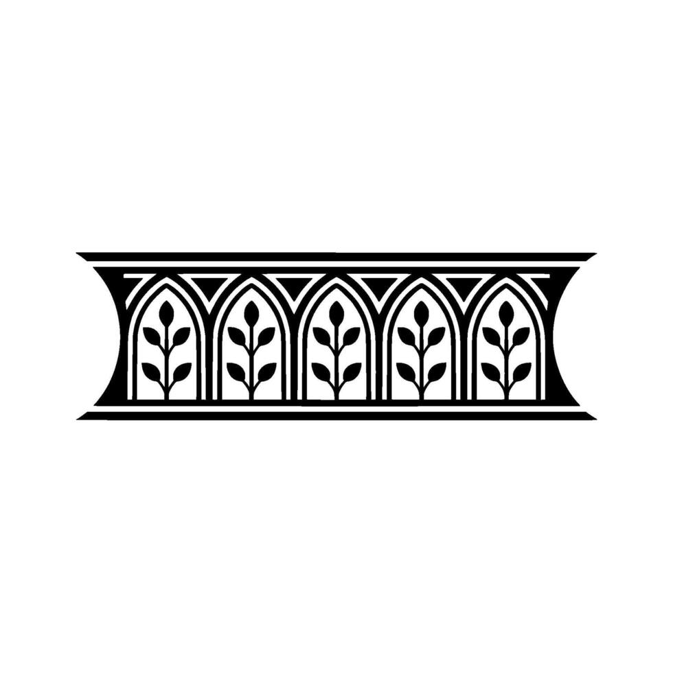 Gothic Arch Foliage Border, Vintage Element vector