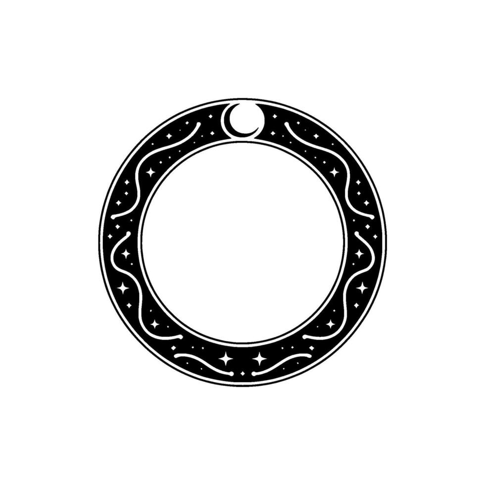 Celestial Circle Mystical Moon Star Ornament vector