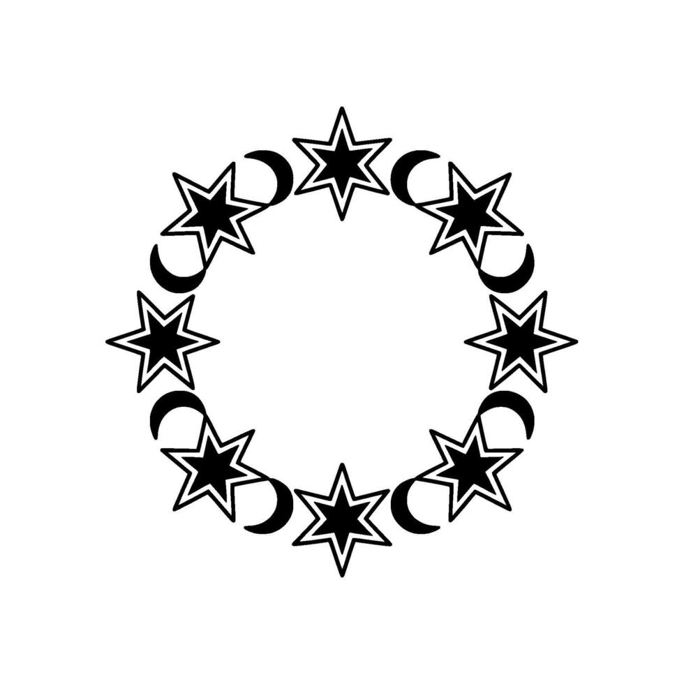 Celestial Circle Lunar and Stellar Motif vector