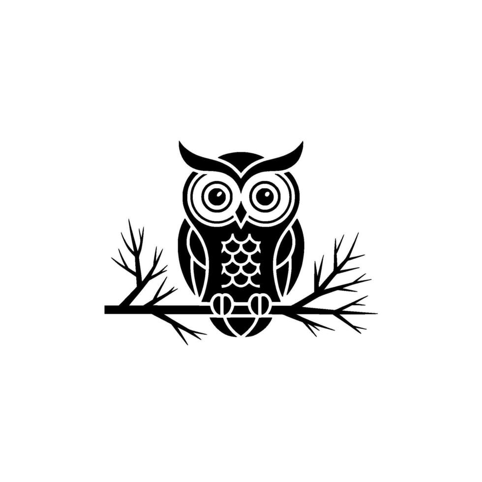 Elegant Silhouette Owl Emblem, Wisdom Serenity vector