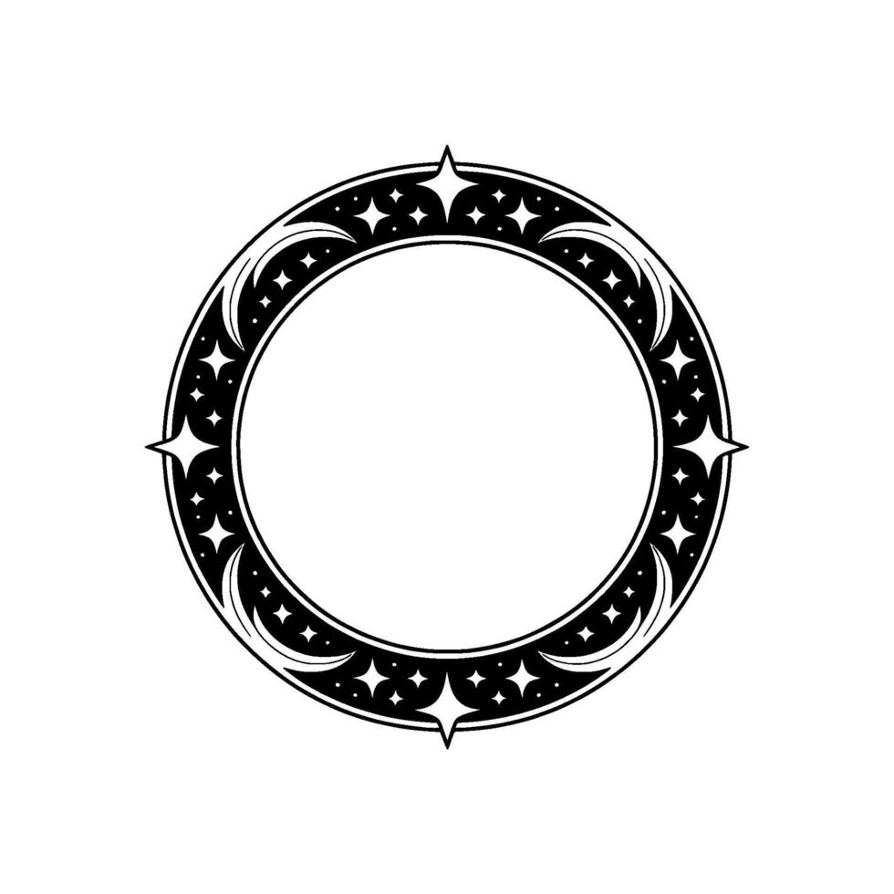 Ornate Circular Frame, Celestial , Vintage Aesthetic vector