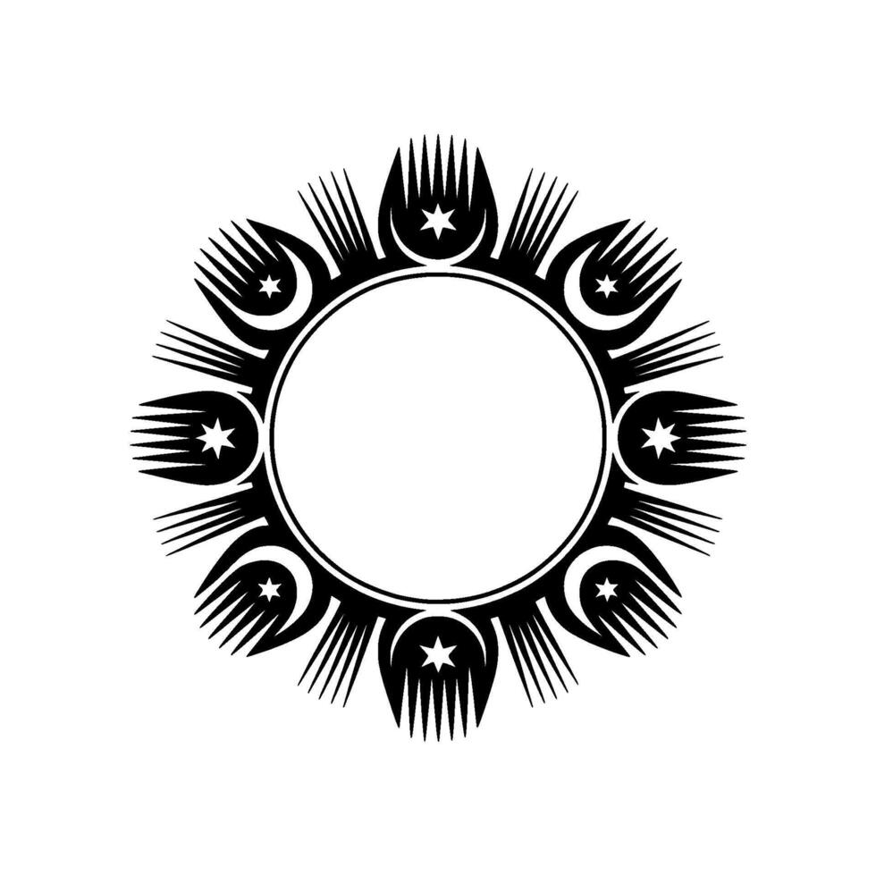 Celestial Circle Tribal Star Moon Emblem vector