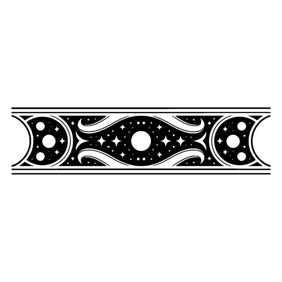 Celestial Crescent Border, Starry Night Deco vector