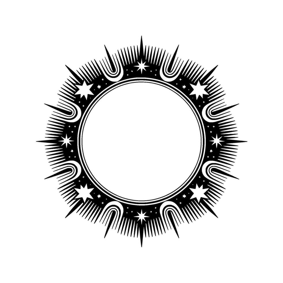 Celestial Halo Stylized Starburst Border vector