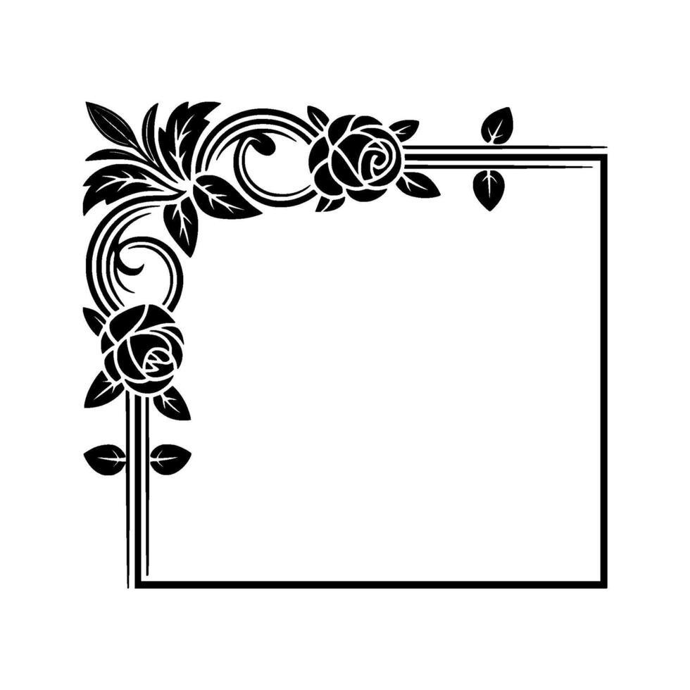 Elegant Floral Corner Frame, Vintage Style - Roses vector
