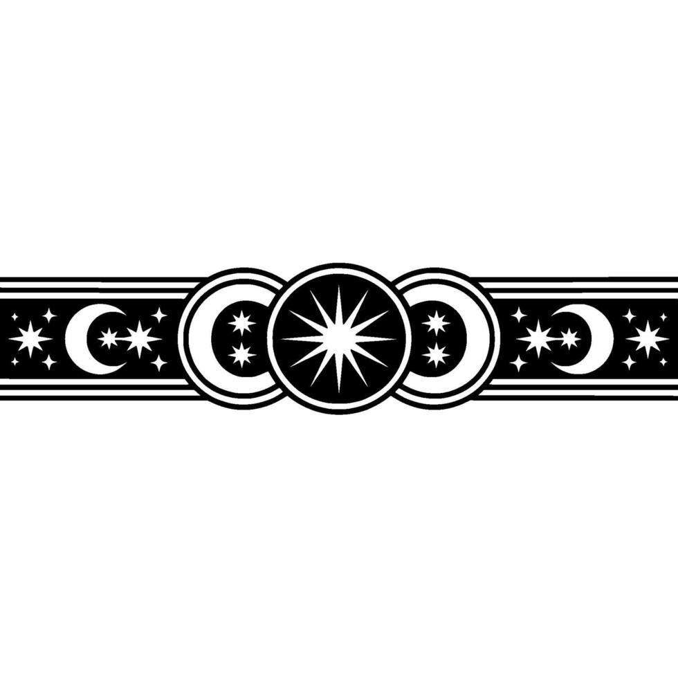 Celestial Border Stylized Moon Star Emblem vector