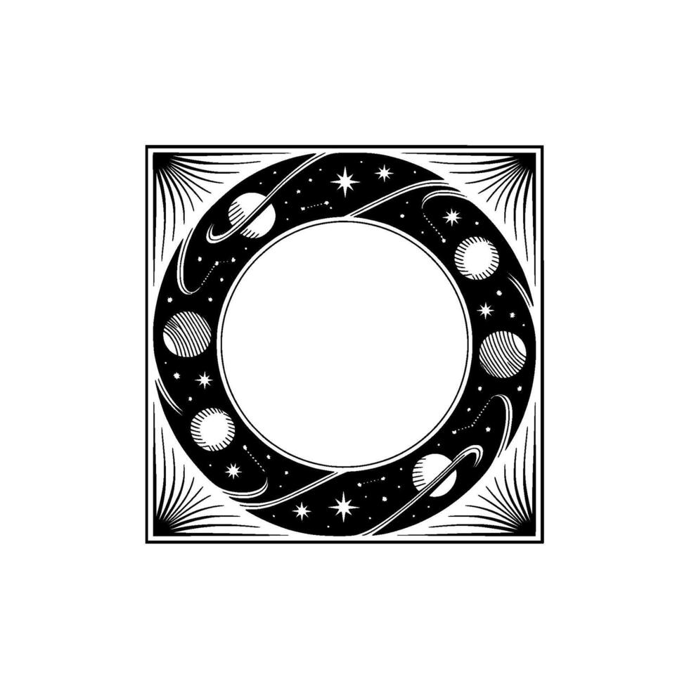 Celestial Crescent A Stylized Lunar Cosmos vector