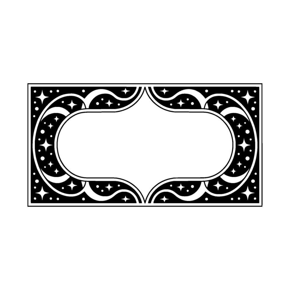 Celestial Frame Vintage Ornament, Elegant Border, Starry vector