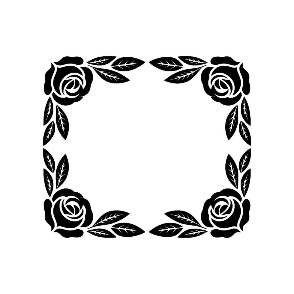 Elegant Black Rose Frame Minimalist Floral Border vector