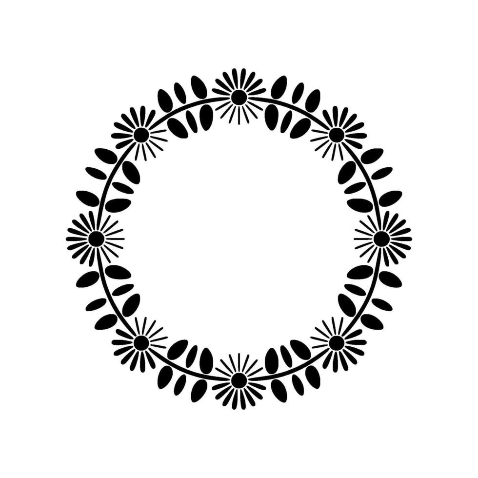 Stylized Floral Wreath Border, Minimalist vector