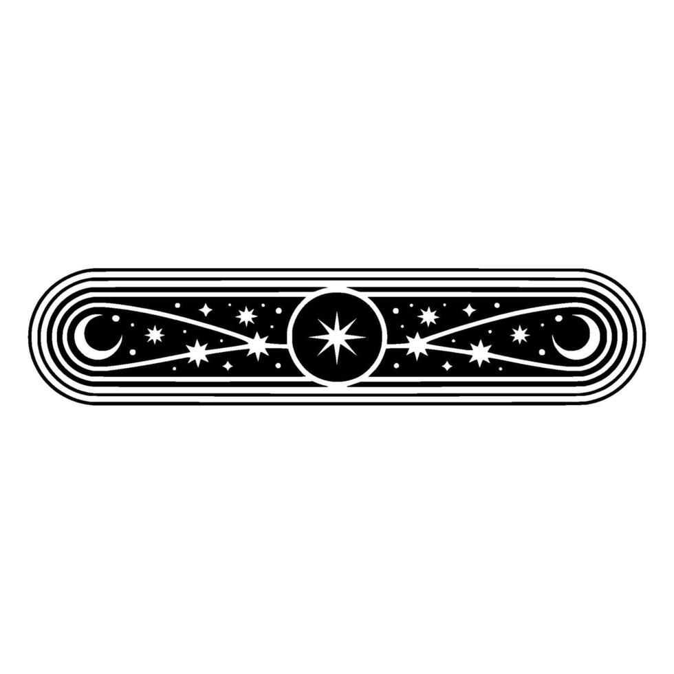 Celestial Border Stylized Moon Star vector
