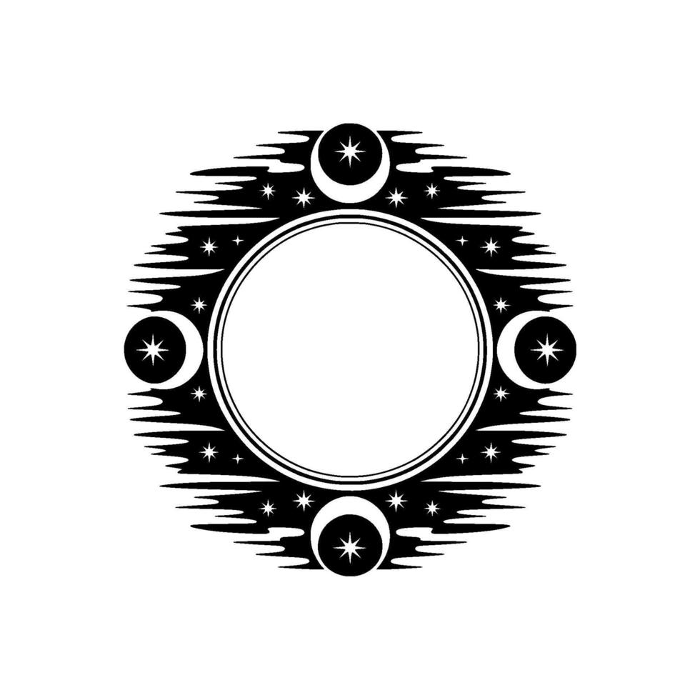 Celestial Circle Moon, Stars, and Cosmic Frame vector
