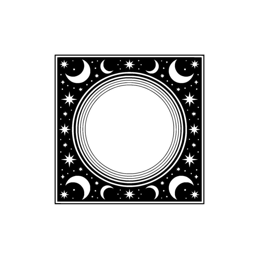 Celestial Frame Vintage Moon Star Border Illustration vector