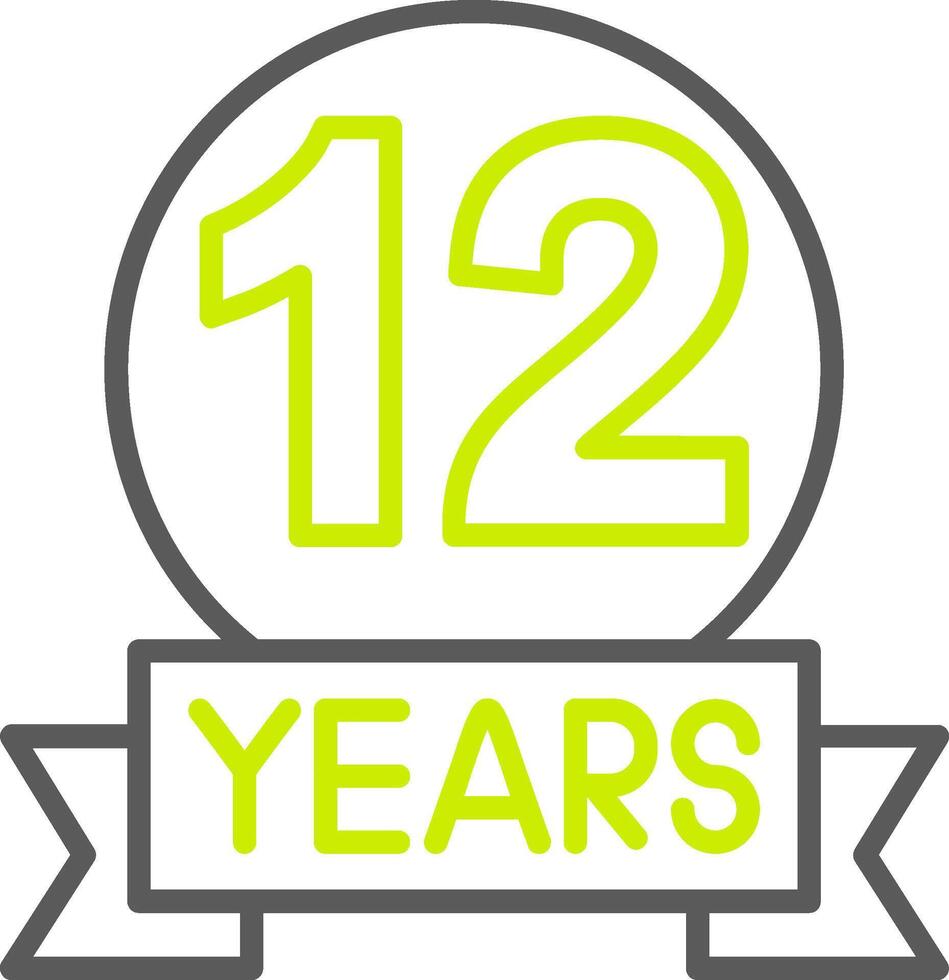 A green and yellow logo with the number twelve years vector