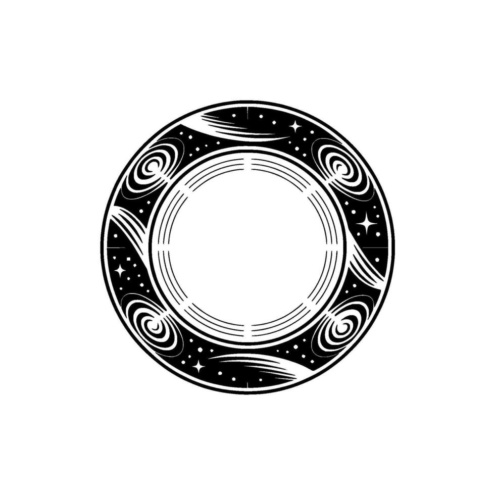 Celestial Mandala, Circular Emblem, Mystical vector