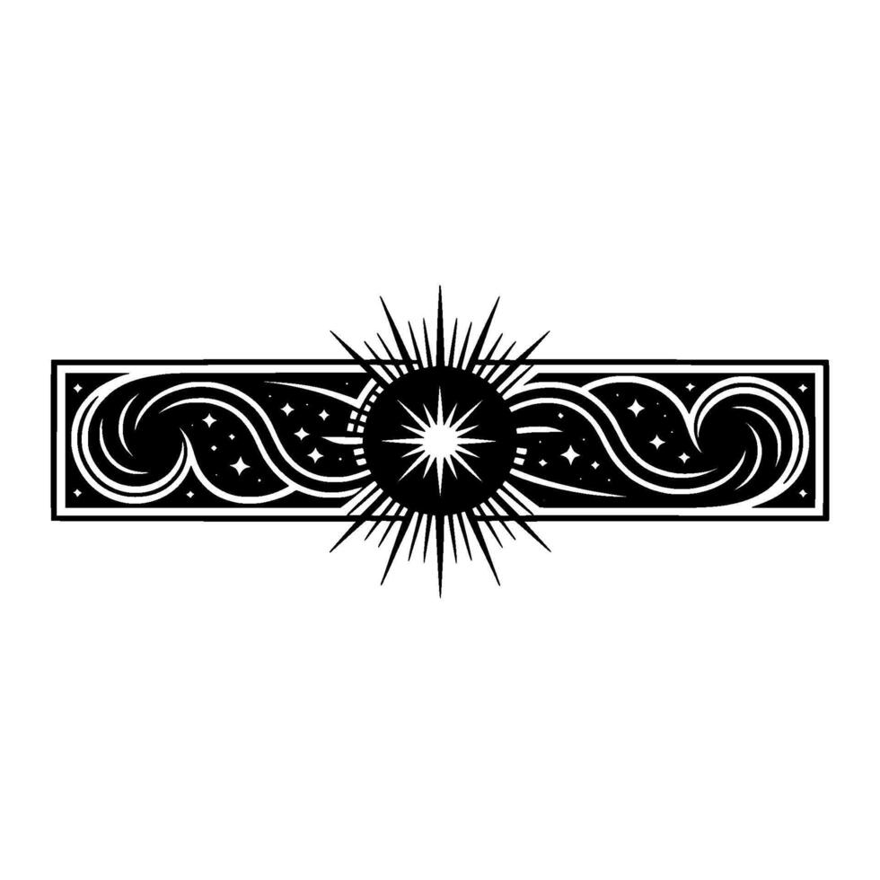 Celestial Deco Border, Vintage Starburst Ornament vector
