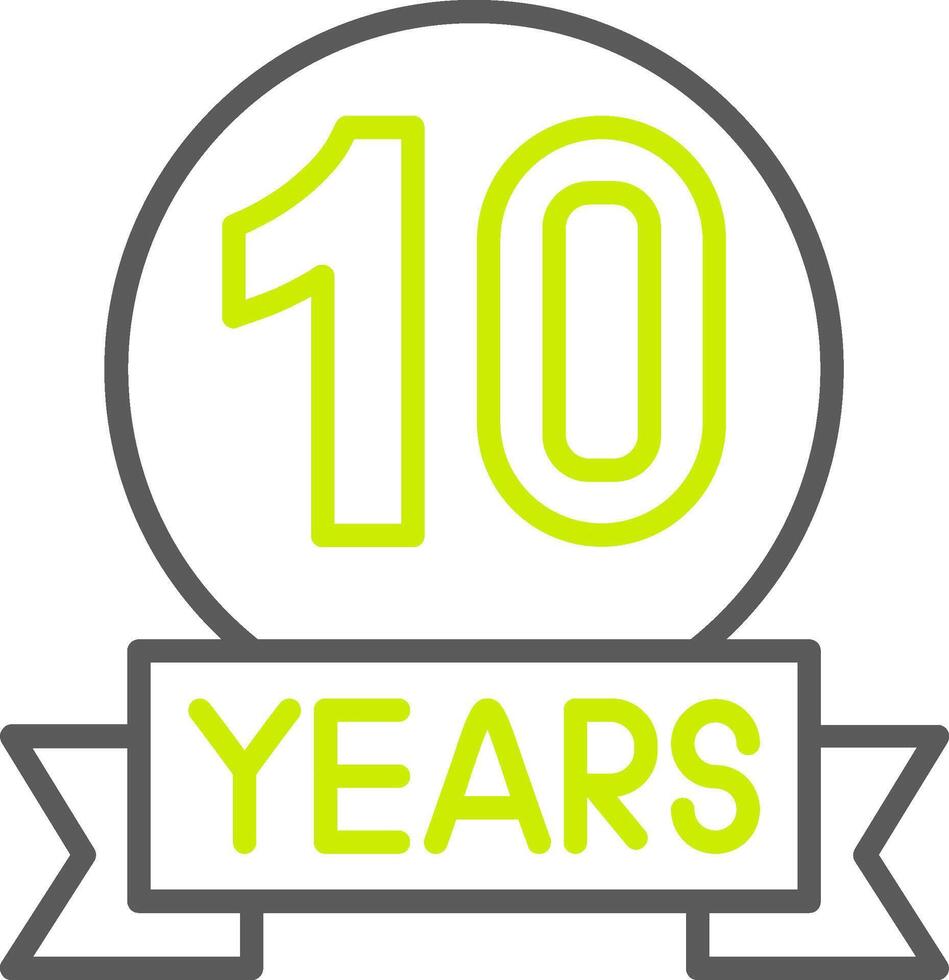 A green and yellow 10 years logo vector