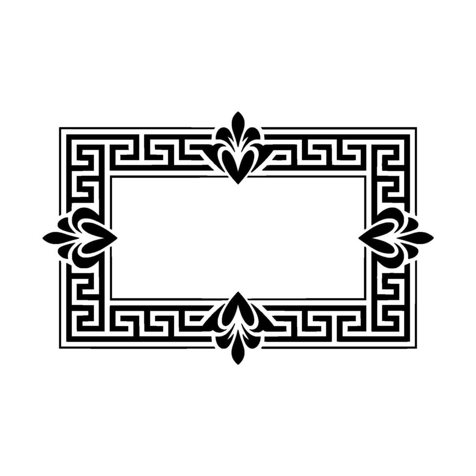 Intricate Black Greek Frame, Elegant Decorative Border vector