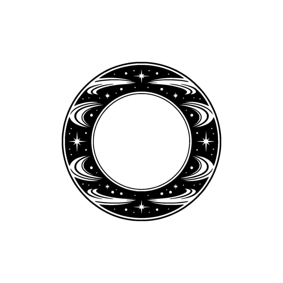 Celestial Circle Vintage Moon Star Emblem, Stars vector