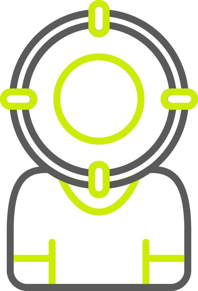 A person wearing a helmet with a green circle vector