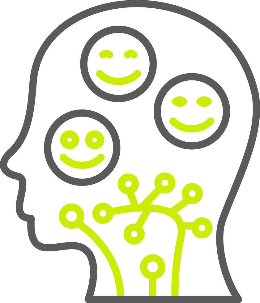A person's head with a smiley face and a network of connections vector