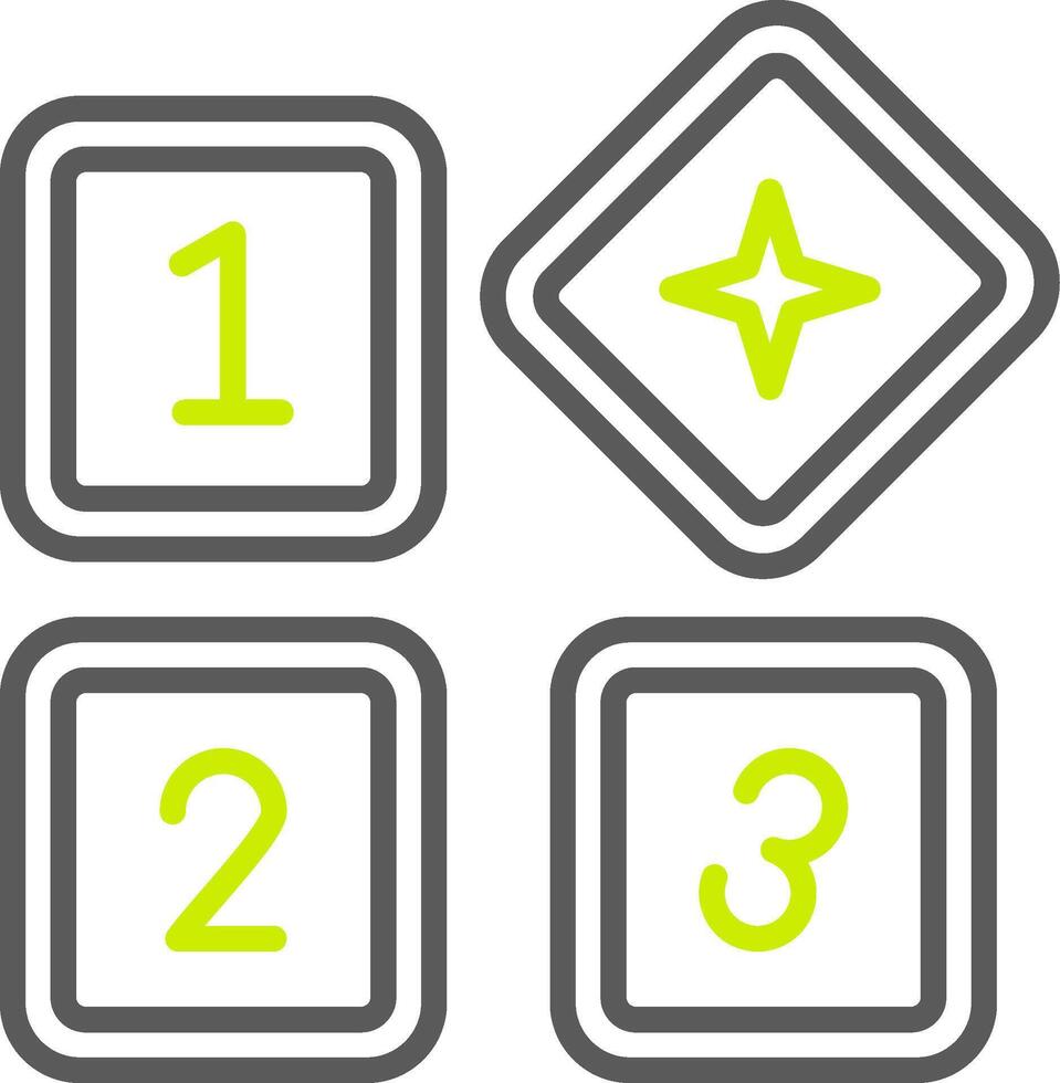 Four square icons with numbers and a star vector