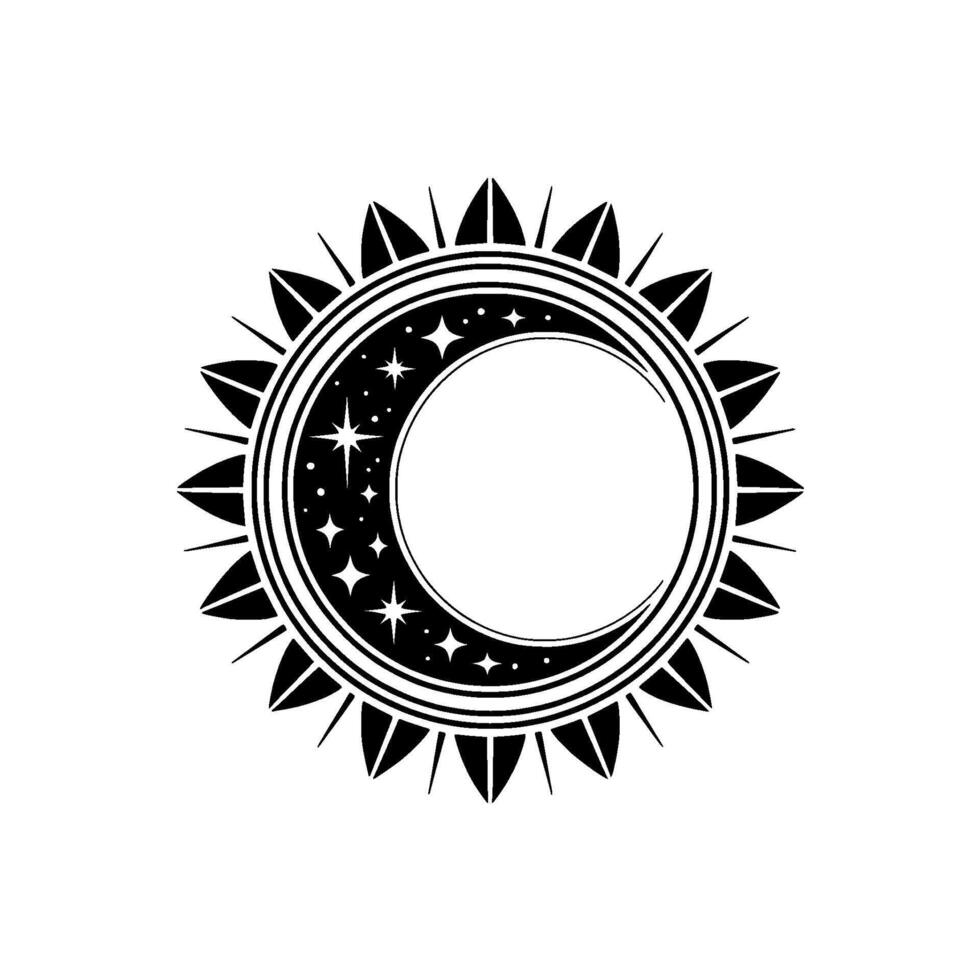 Celestial Silhouette Moon and Stars Emblem vector