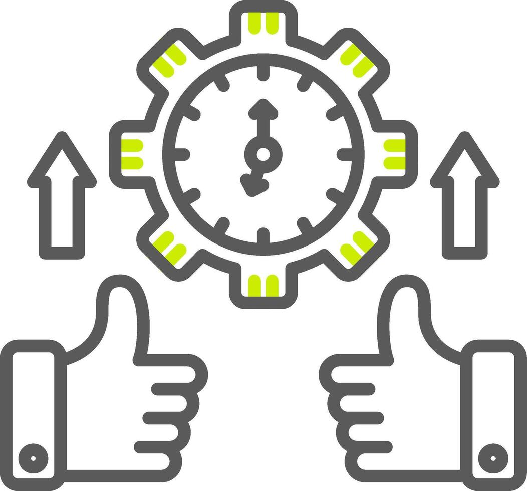 Two hands giving thumbs up and a clock vector