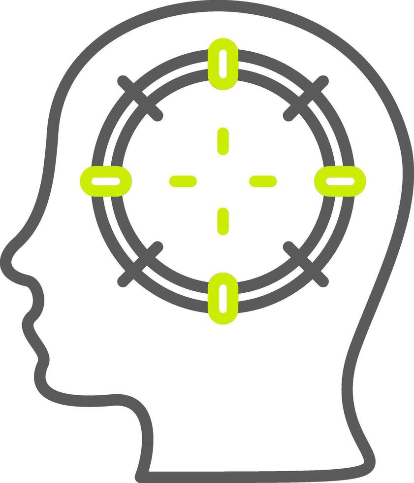 A person's head with a crosshair in the center vector