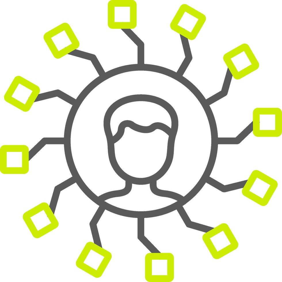 A person is surrounded by squares and circles vector