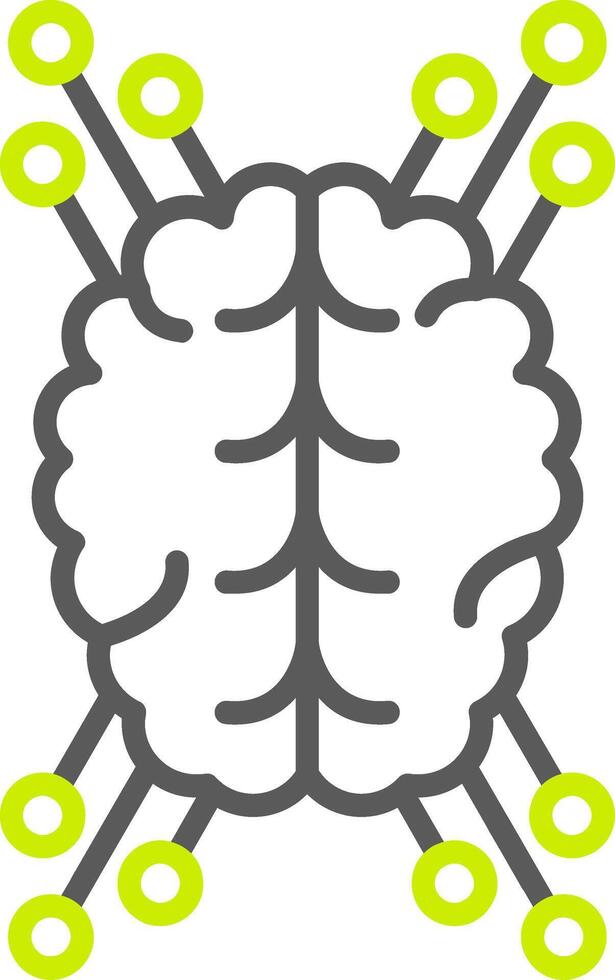 A brain with green circles around it vector