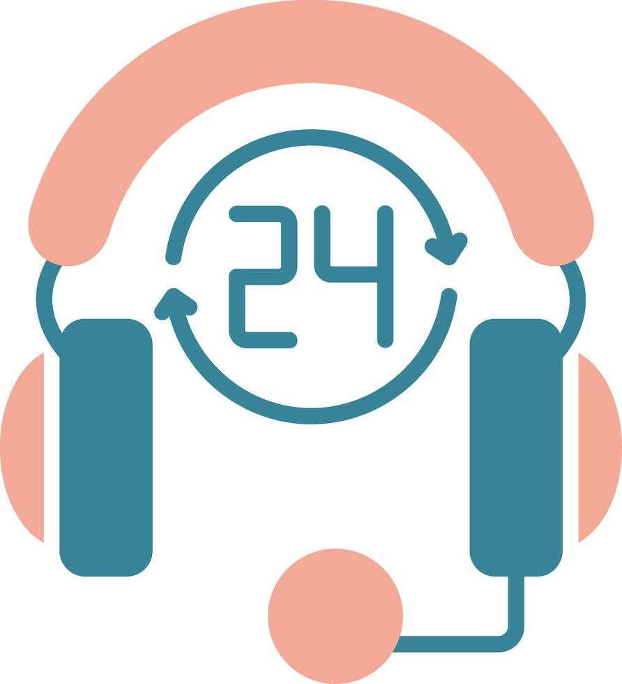24 Hours Support Simplified Icon Fragment vector