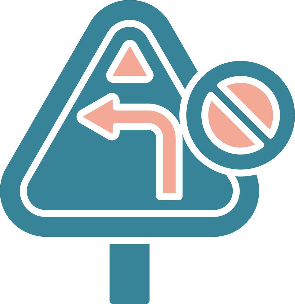 No Turn Left Streamlined UI Token vector