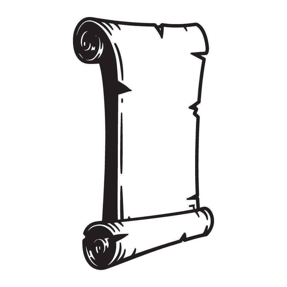 Vintage black and white scroll illustration perfect for ancient history and retro design projects vector