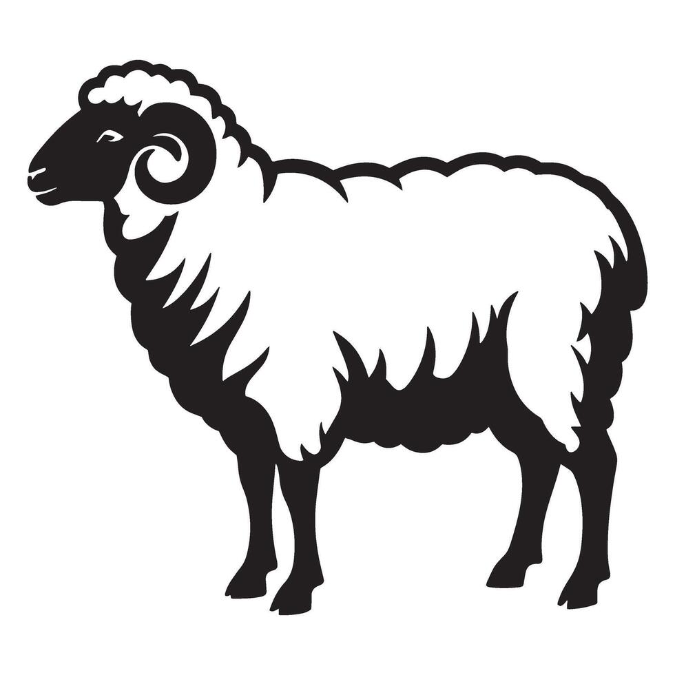 illustration of a stylized ram standing alone in a simple monochromatic design vector