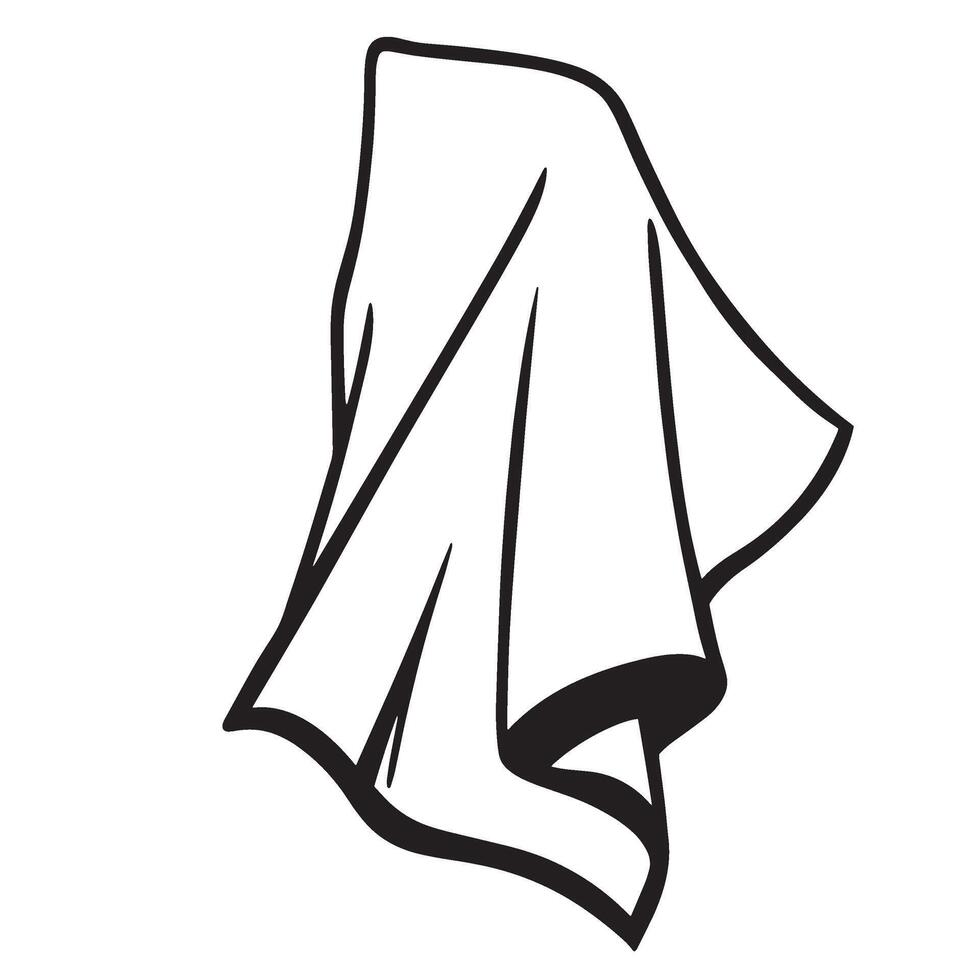 Hanging clean cloth or towel with bold black outlines on a white background vector