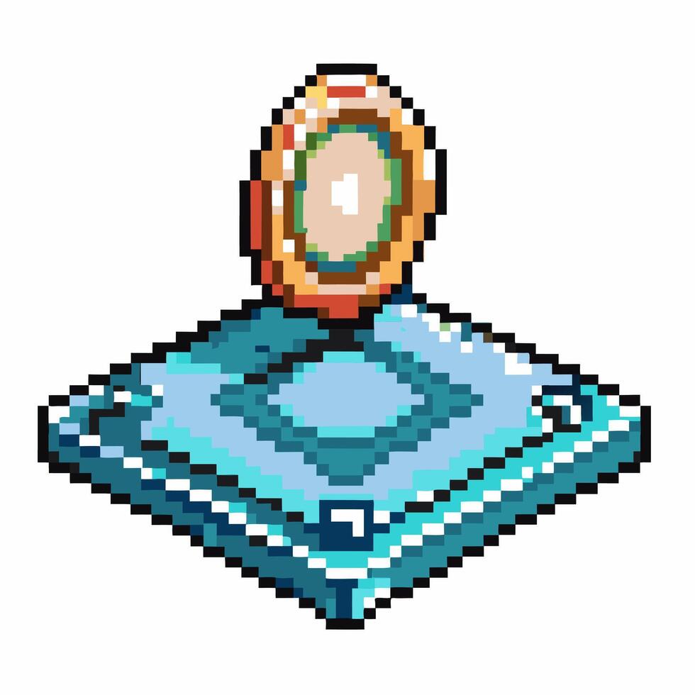 Retro pixel art coin and platform digital game asset, vintage icon, collectible gold currency, isometric blue base sprite vector