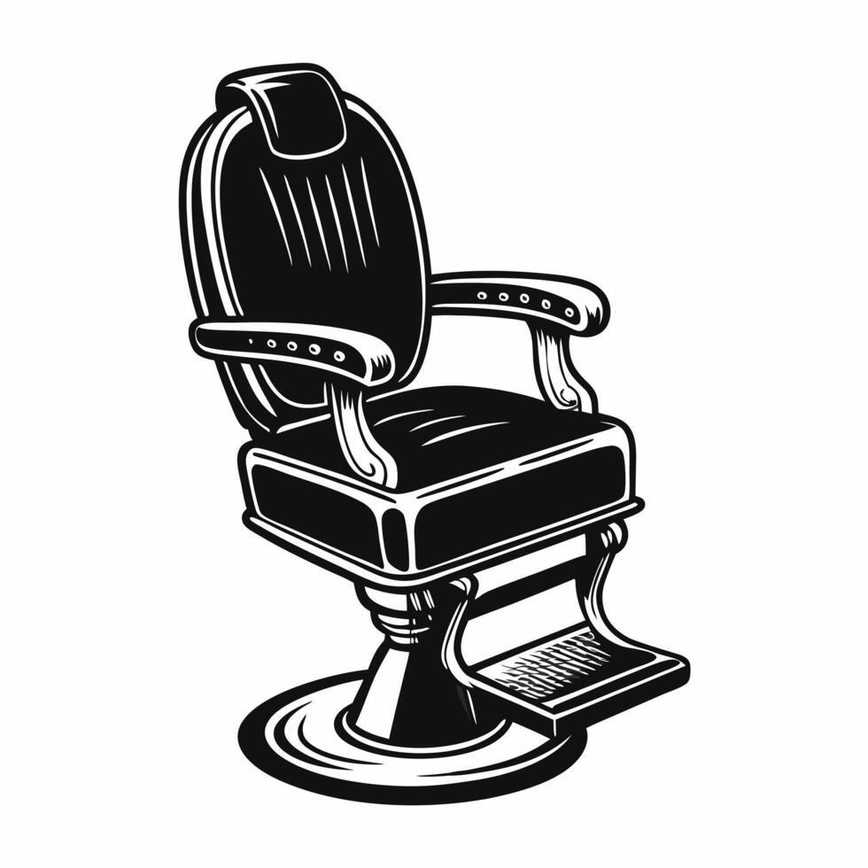 Vintage Barber Chair Illustration in Black and White for Retro Styling Concepts vector