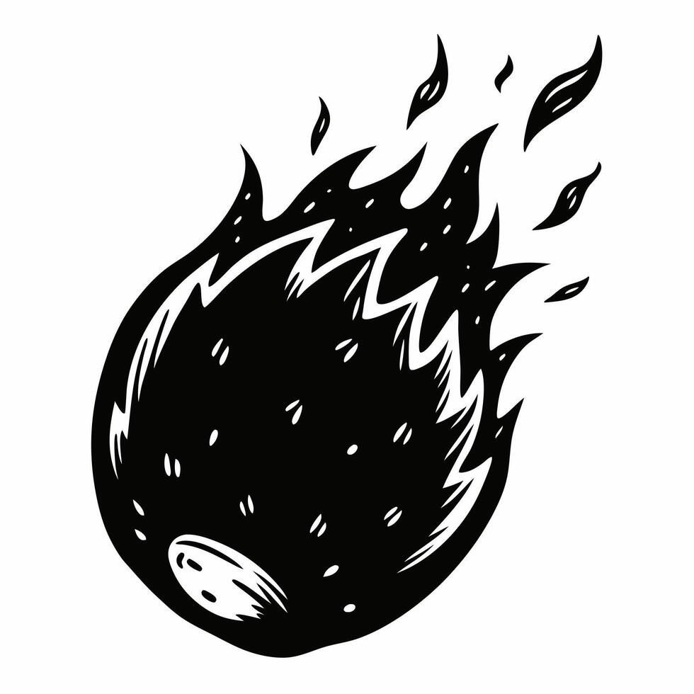 Dynamic Fiery Meteor Illustration Explosive Comet Design vector