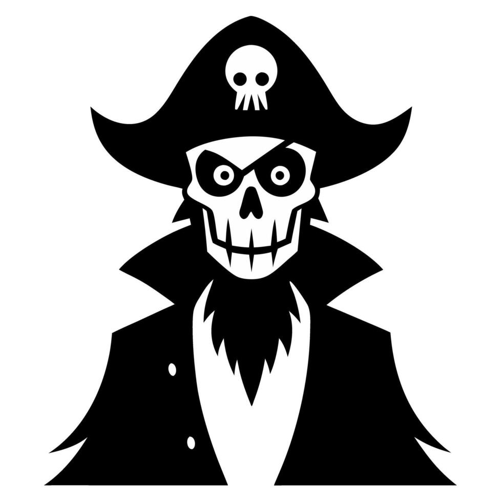 skull wearing a pirate hat and a skull mask vector