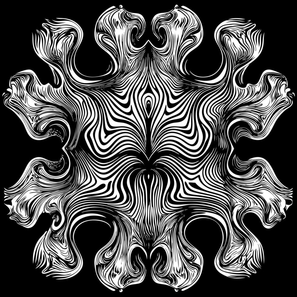 A black and white image of a spiral with a zigzag pattern vector