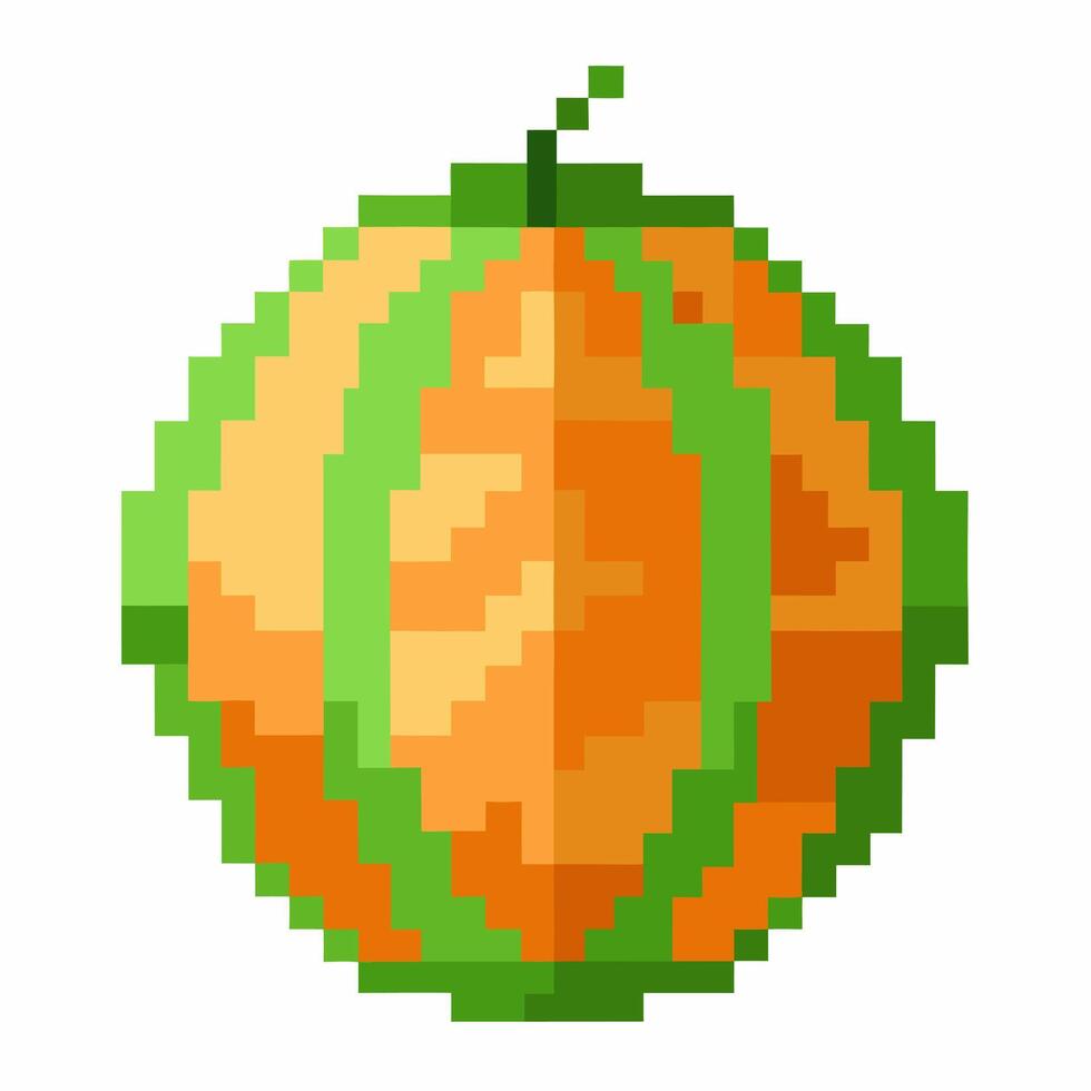 Pixel Art Watermelon Retro Style Digital Melon Illustration vector