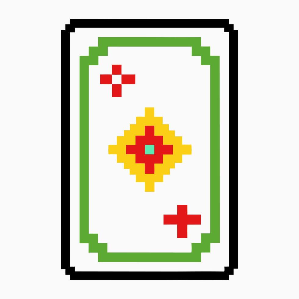Pixel Art Playing Card with Retro Game Style and Geometric Design vector