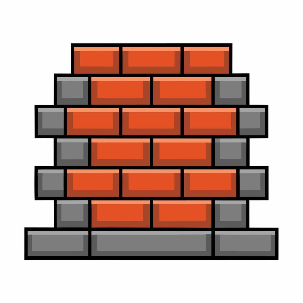 Colorful Brick Wall Icon with Red and Grey Bricks Illustration vector