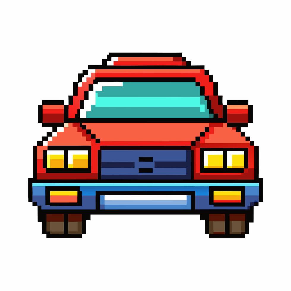 Pixel Art Red Car Icon Retro Style Classic Vehicle in 8 bit Design vector